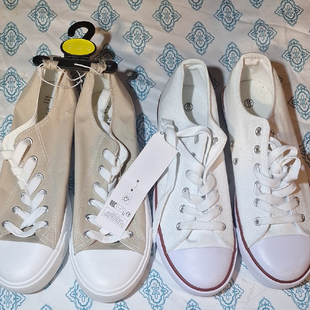 White and Beige Canvas Sneakers Imitation Converse Sh.2